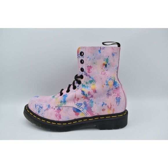 Dr Martens 1460 Womens Size 7 Pascal Pink Floral Rainbow Leather Combat Boots - Picture 5 of 11